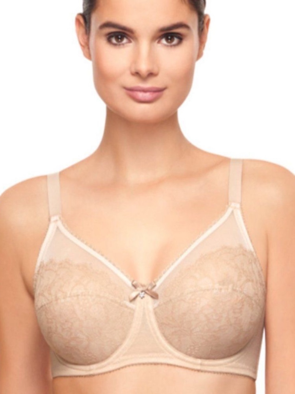 Wacoal Retro Chic Wire-free Bra Wireless 34DDD Full Coverage Lace Comfort 34F